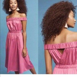 Anthropologie Maeve Mona Off The Shoulder Dress Cut Out Back SZ XL